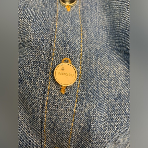 NWT Sandro Brooke Mixed Media Shirt Dress Size US 2 / FR 34 Blue Tweed and Denim - Picture 5 of 16